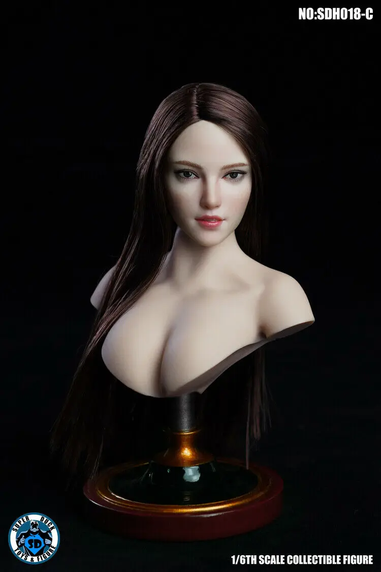 Супер утка SDH018 C 1/6 бледные прямые волосы женская голова резьба для 12 ''бледная фигура тела