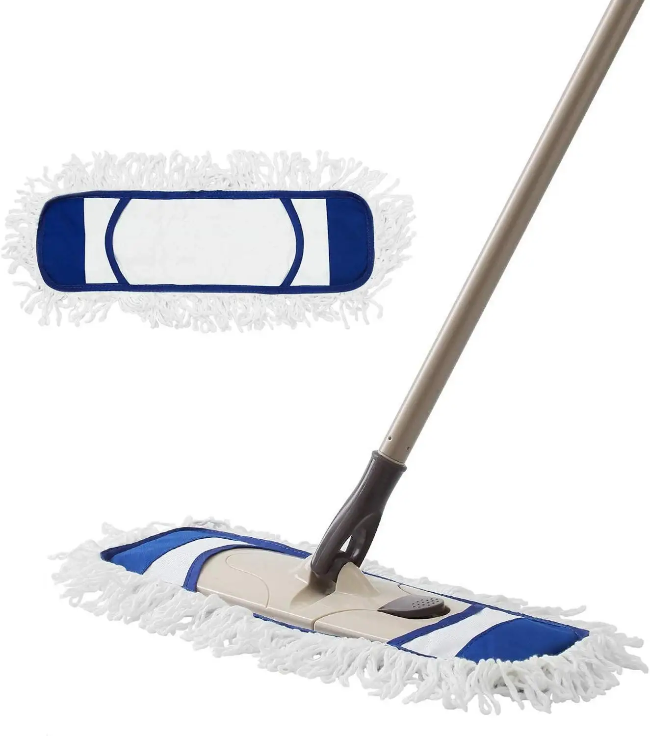 Швабра Cleanhome из микрофибры с выдвижной регулируемой ручкой и 2 моющиеся подушечки