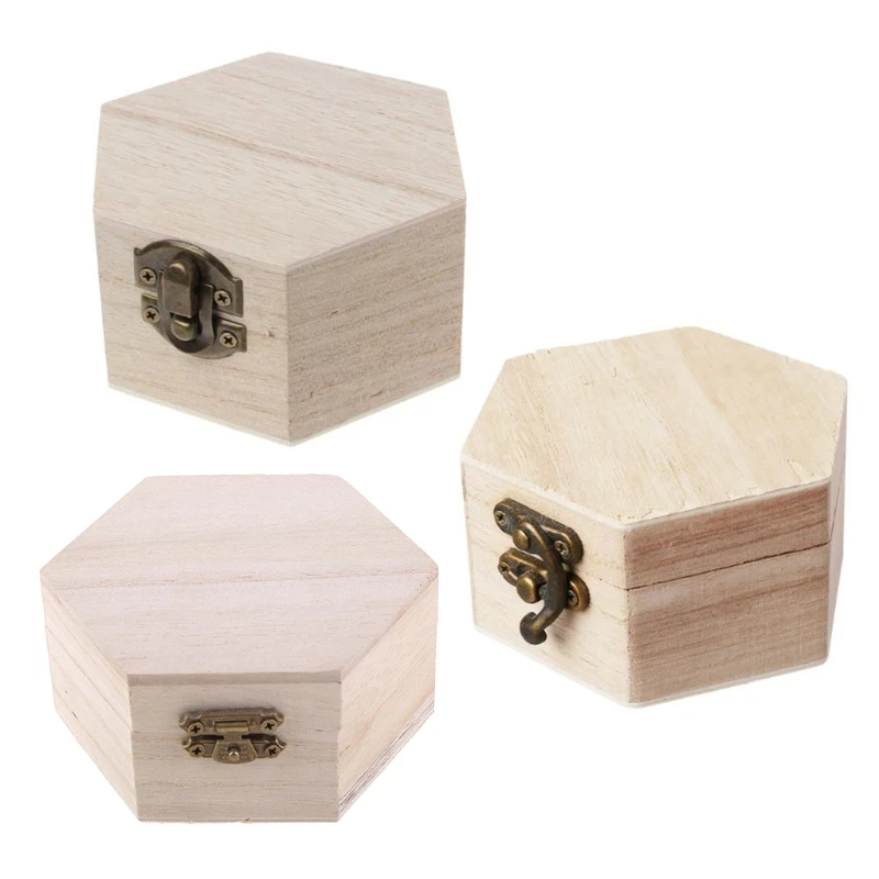 Natural Wood Box Unfinished Plain Wooden Jewelry Storage Pencil Case DIY Craft D17 21 Dropship