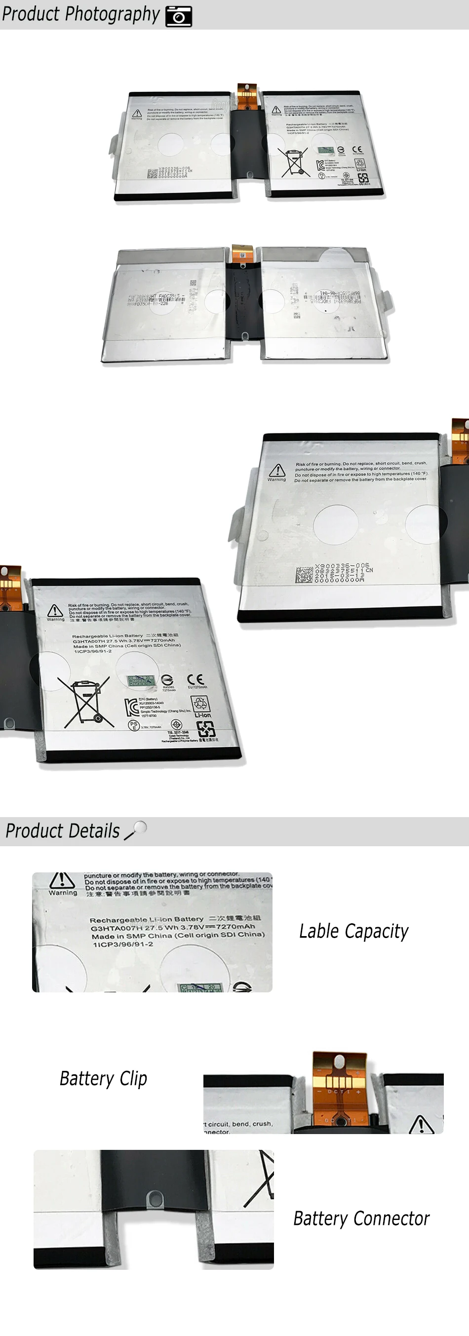 GONYTC 27,5 WH 7270mAh 3,78 V подлинный G3HTA003H G3HTA004H G3HTA007H Аккумулятор для ноутбука microsoft Surface 3 1645 Series Tablet