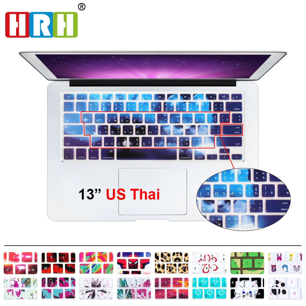 

HRH Stylish Design Thai Language Silicone Keyboard Cover Skin Protector for Macbook Air Pro Retina 13 15 17 Release Before 2016