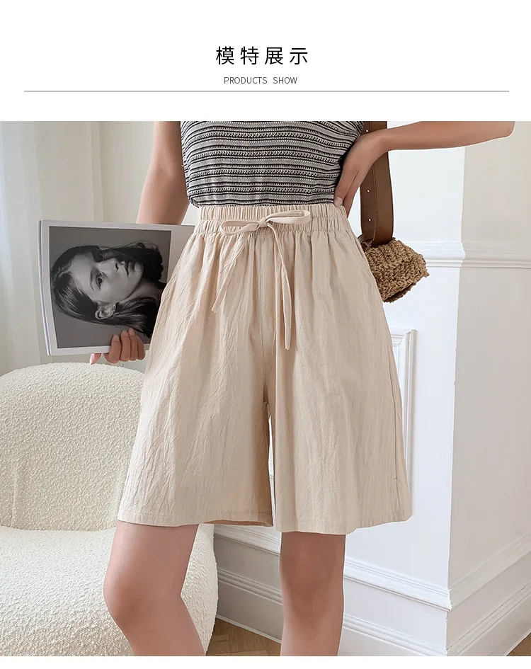 Summer Women's Shorts Cotton Linen  Material Fashionable Casual Wide Leg Shorts Girl Trendy Shorts Plus Size M-3XL Loose Shorts summer clothes for women