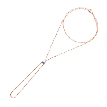 

Elegant Evil Eye Design Finger Bracelet Tiny Evil Eye Charm Handmade 925 Sterling Silver Slave Bracelet