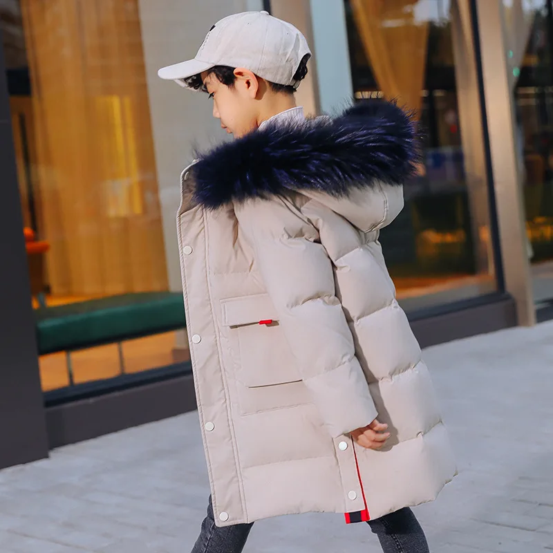 

Dollplus 2019 Boys Winter Jacket Fashion Hooded Fur Collar Warm Long Teenagers Coat 6-12 Years Children's Down Jacket Outerwear