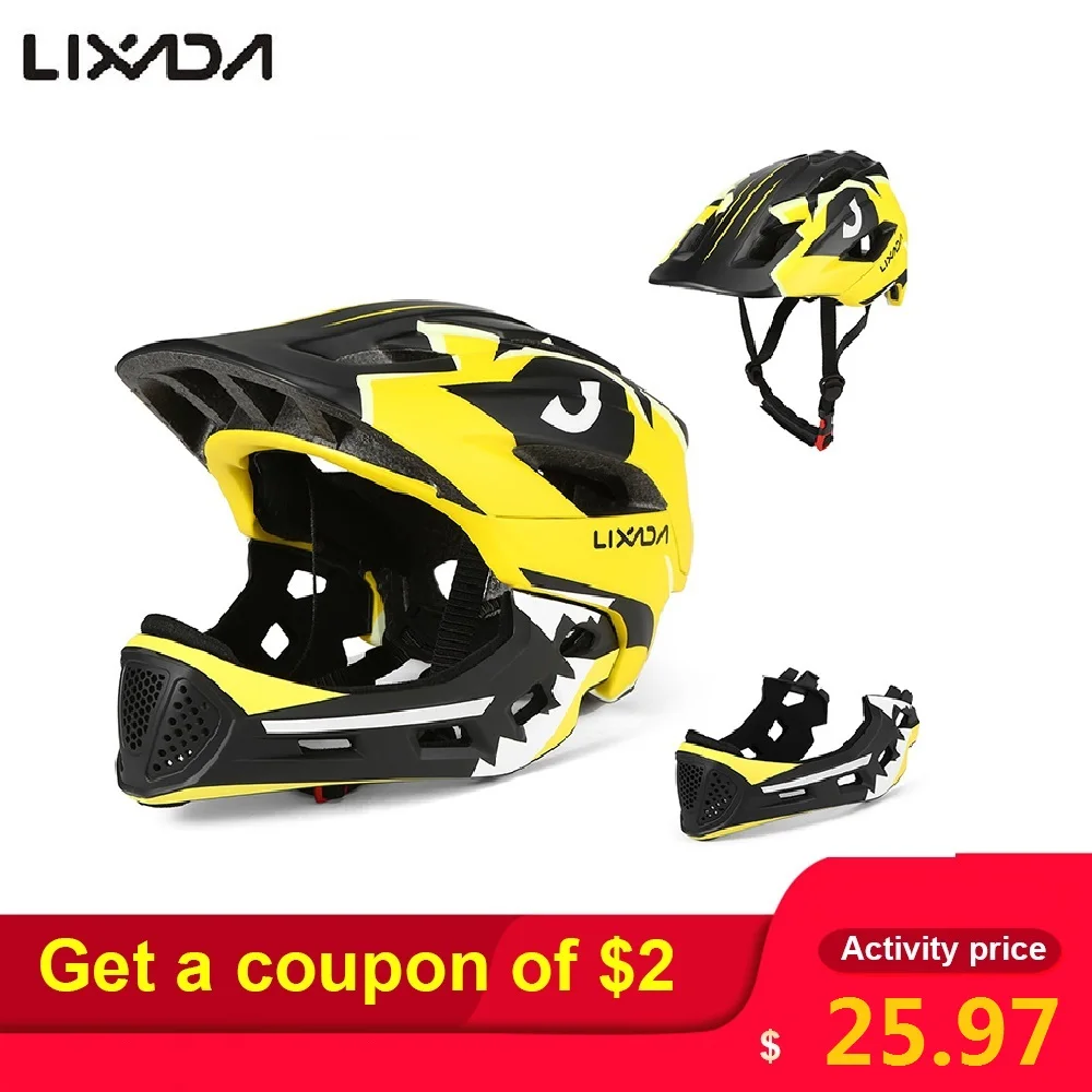 Lixada Kids Children Cycling Bicycle Helmet Detachable Full Face Helmet Sports Mtb Helmet For Motorbike Roller Skating Cycling Kids Bikes Shop