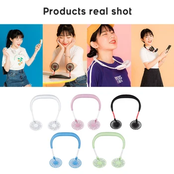 

USB Portable Fan Hands Free Neck Fan Hanging Rechargeable Mini Sports Fans Personal Mini 3 Speed Adjustable For Home Office