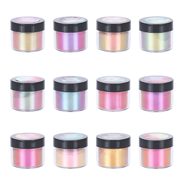 Chameleon-Powder Color Shift Mica Powder for Epoxy Resin Pearl Pigment Powder for Painting Soap Making Slime 12 Colors