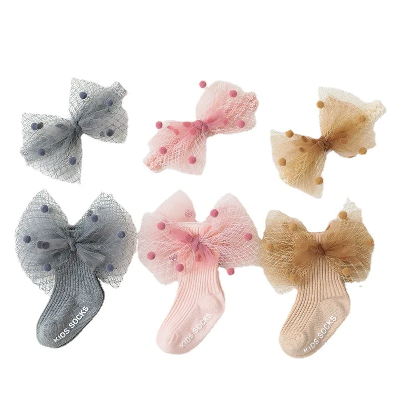 

Baby Flower Girl Headband Socks Set Crown Bows Newborn Hairband Headbands For Girls Turban Baby Hair Accessories 3Pcs/Set