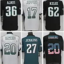 Мужская футболка для взрослых Eagles 36 Ajayi 62 Kelce 20 walklns 9 Foles 17 Jeffery 20 walklns 30 Clement 91 Cox 86 Ertz 27 Jenkins