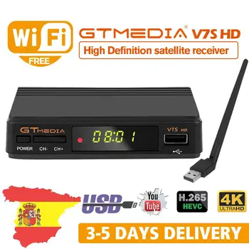 

Hot FULL HD DVB-S2 Freesat V7S hd With USB WIFI FTA Satellite TV Receiver gtmedia v7s hd power tv decoder no APP included