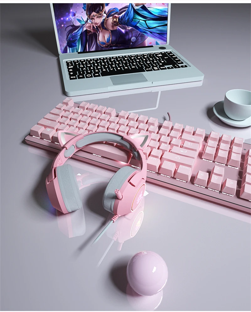 menina gaming headset com microfone enc redução