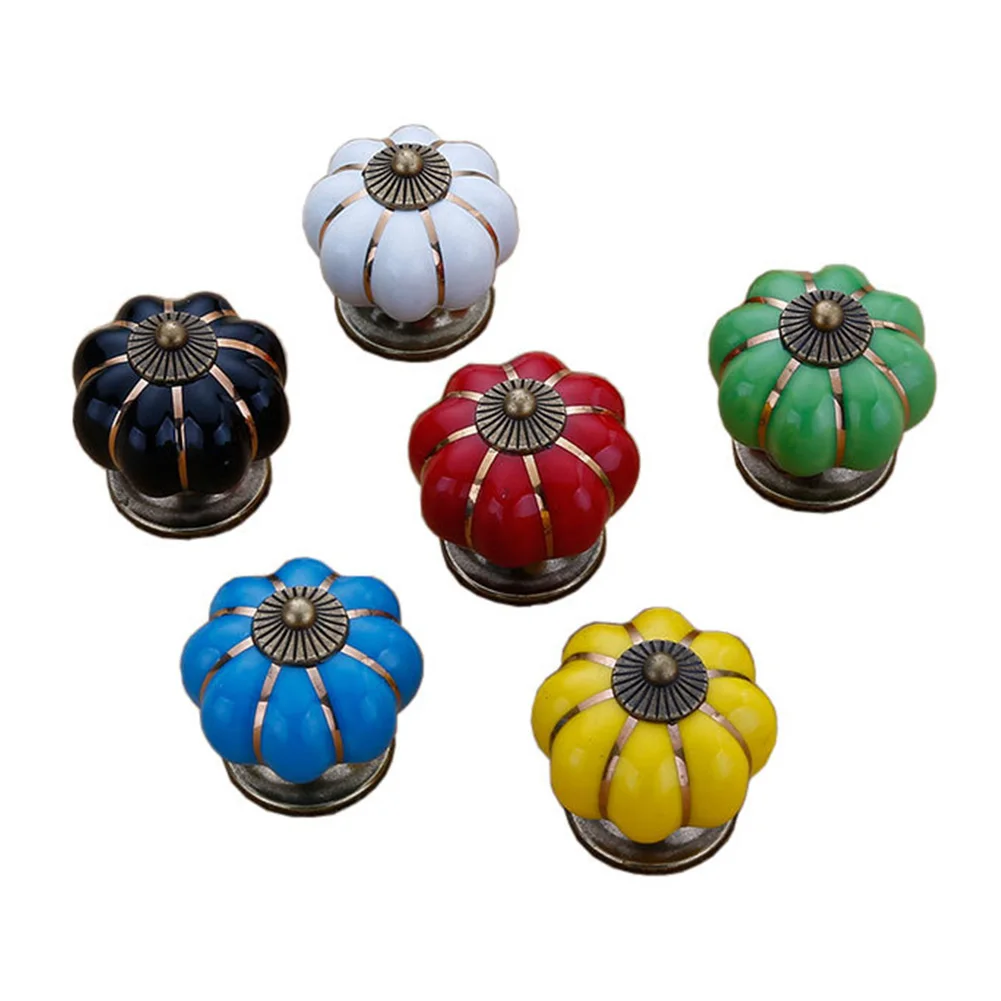 

Pumpkin Ceramic Handles Vintage 39mm Drawer Knobs Door Handles Cabinet Drawer Wardrobe Cupboard Furniture Handles for Home Decor