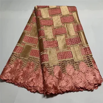 

Fast Shipping African Swiss Voile Lace High Quality African Guipure Lace Fabric Pink Stones Embroidered Lace Fabric For Party
