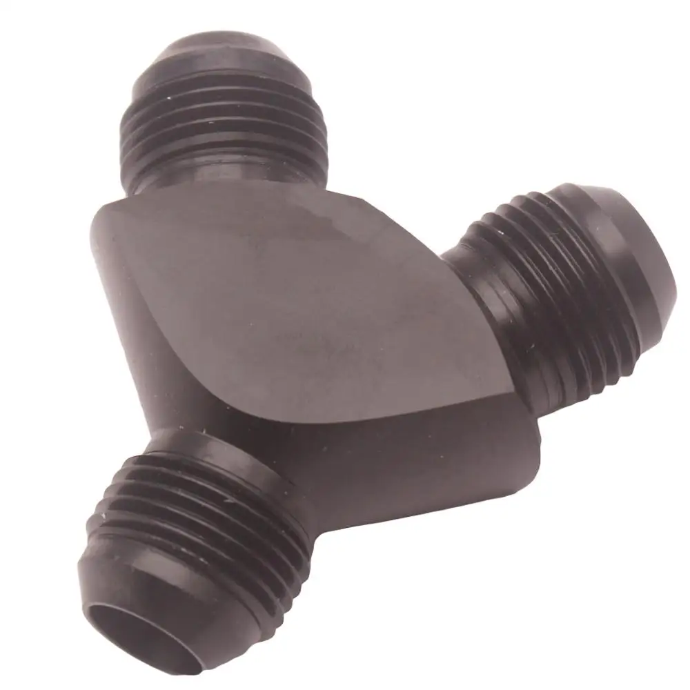 AN10 10AN to 2X 10AN AN10 Aluminium Male Flare Y Block Fitting Adapter Black