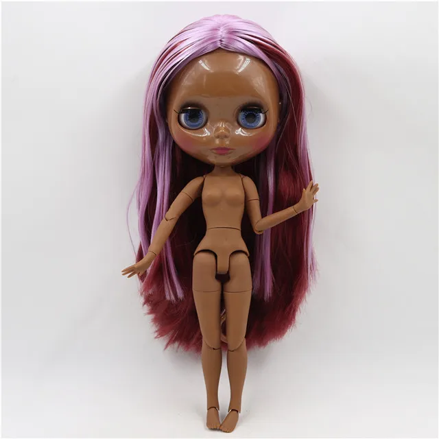 Neo Blythe Doll with Multi-Color Hair, Black Skin, Shiny Face & Factory Jointed Body 1