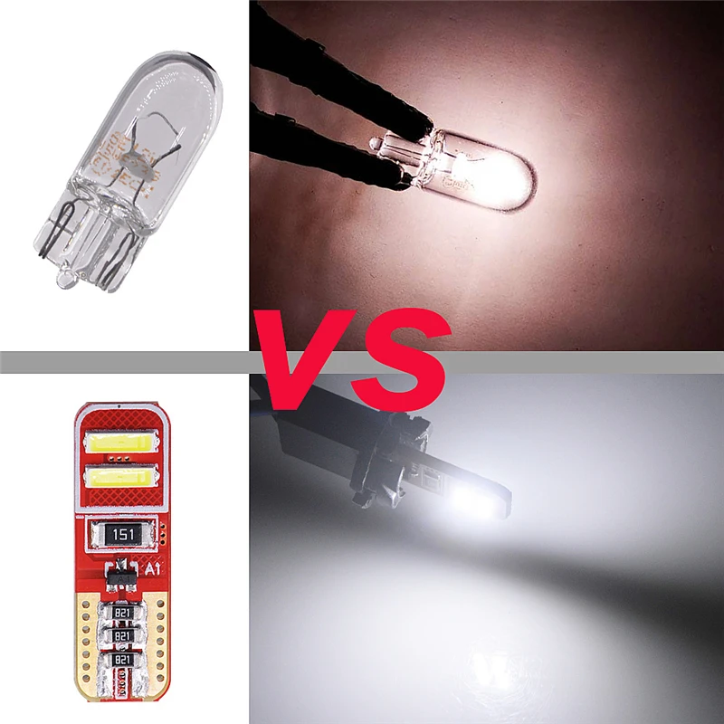 100x T10 светодиодный CANBUS 4 SMD 7020 W5W Автомобильный светодиодный интерьерный клиновидный купольный Светильник Ширина лампы габаритный светильник s лампа неполярность