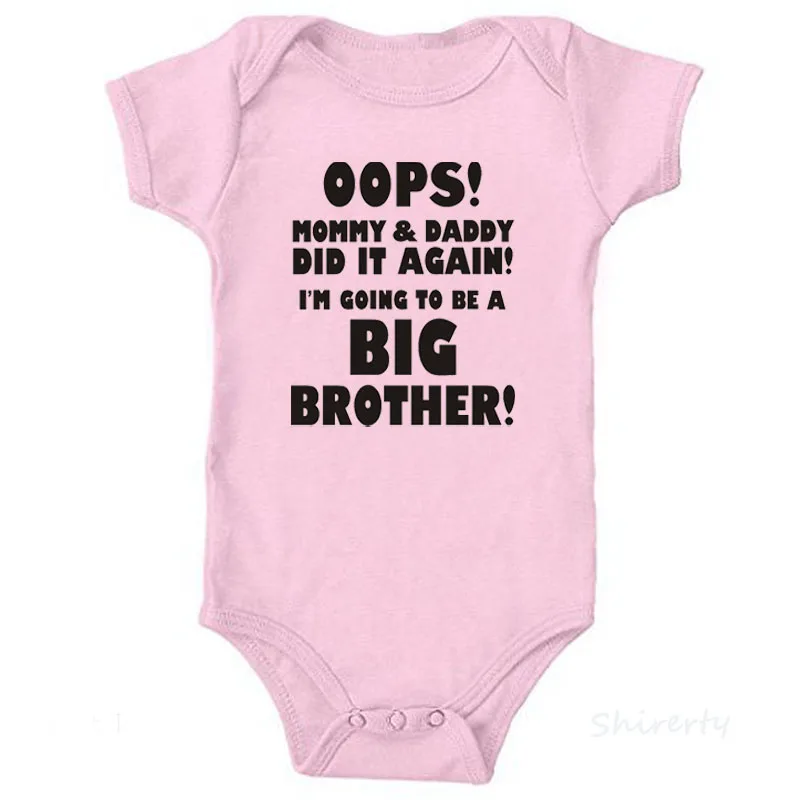 I'm To Be A Big Brother/милые детские комбинезоны унисекс с буквенным принтом, хлопковые детские костюмы для новорожденных мальчиков и девочек - Цвет: Розовый