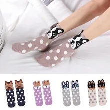 Носки с принтом собаки из мультфильма; милые забавные женские хлопковые носки в горошек; сезон осень-зима; удобные дышащие повседневные впитывающие пот Персонализированные носки