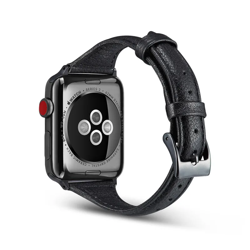 Тонкий часы с ремешком из натуральной кожи, ремешок для наручных часов Apple Watch, версии 44/40/42/38 мм Для женщин Замена Напульсники для наручных часов iWatch серии 5 4 3 2 ремень
