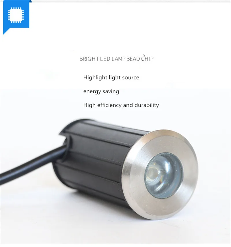 IP68 1W  LED Underwater spotlight Ground Garden Path Floor Lamp Outdoor Underground Buried Yard Lamp Landscape Light 85-265V 12V