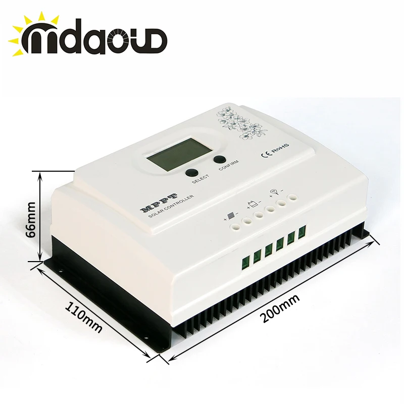 Wiser3 15A/20A MPPT Солнечный контроллер 12 В/24 В Авто Макс PV вход 100VDC с ЖК-дисплеем/2 USB терминалы/RS485 связь