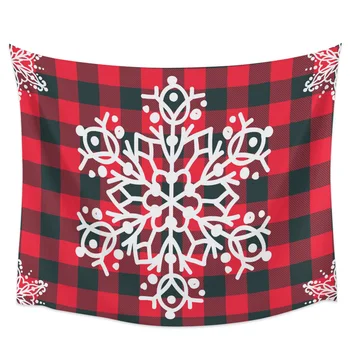 

Christmas Plaid Snowflake Wall Tapestry Home Decoration Wall Hanging for Bedroom Living Room