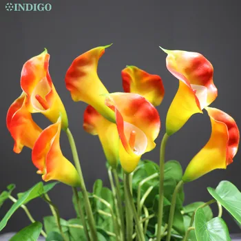 

INDIGO- 3 Bunch Anthurium Bouquet Plastic Anthurium Calla Real Touch Wedding Flower Table Outdoor Waterproof Flower