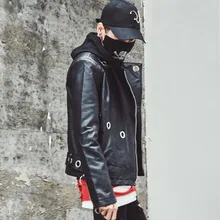 Мужская верхняя одежда из искусственной кожи, Повседневная Уличная куртка свободного кроя с поясом, мотоциклетная Байкерская ветрозащитная кожаная куртка, мужские пальто