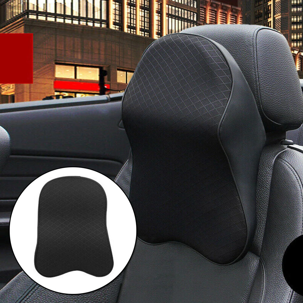 Car Accessories Seat Pillow Memory Foam Headrest Neck Cushion Support Black 1Pcs