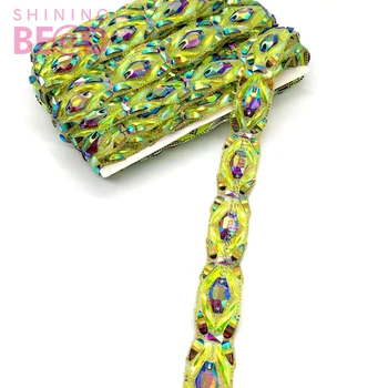 

Free shipping！Hot fix rhinestone chain for cloth iron on trimming applique for dress