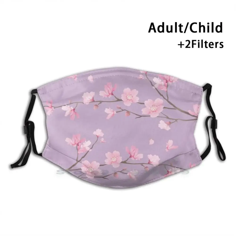 

Cherry Blossom - Pastel Purple Print Reusable Pm2.5 Filter DIY Mouth Mask Kids Sakura Cherry Blossom Cherry Tree Cherry Blossom