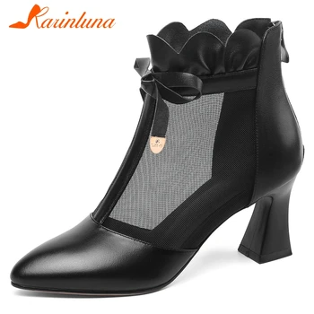 

Karinluna 2020 Hot Sale Genuine Leather Strange Style Summer Shoes Woman Pumps Female Zip Up Butterfly Comfortable Pumps