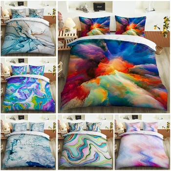 

2020 New Color texture 3D printing comfortable double bedroom Bedding Set Duvet Cover Bedding Set pillow case extra large