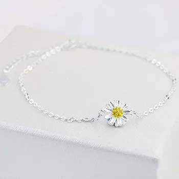 

Beadsnice Silver 925 Bracelet Summer Daisy Simple Korean Style Delicate Bangle Foot Chain ID 40362