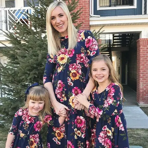 Focusnorm/Одежда для мамы и дочки; детское платье; одинаковые комплекты для семьи; осеннее платье с длинными рукавами для маленьких девочек