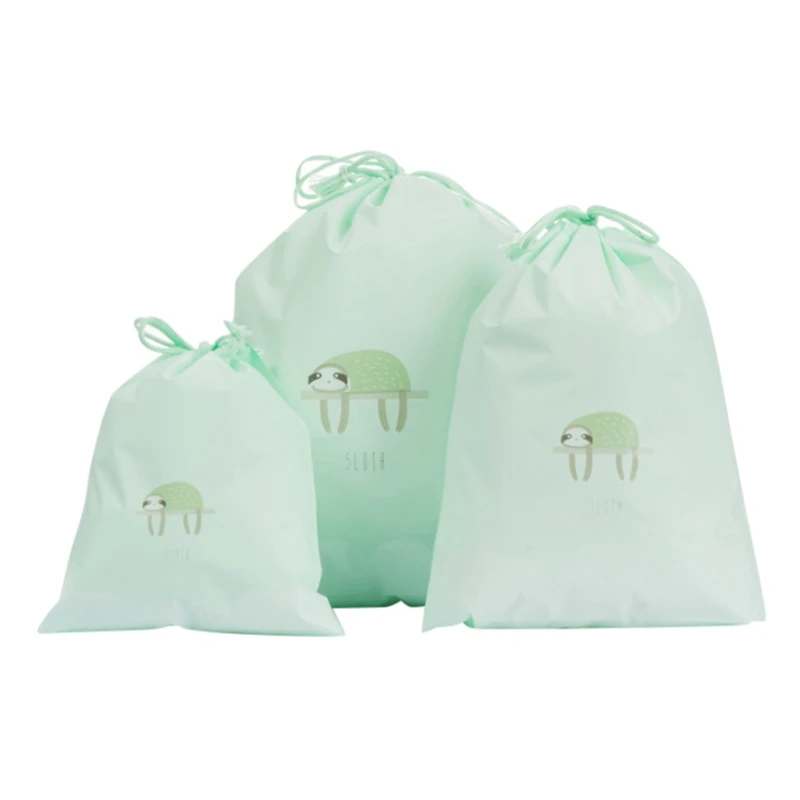 New 3PCS Home Travel Waterproof Cute Cartoon Drawstring Bag Portable Shoes Clothes Drawstring Storage Bag Set