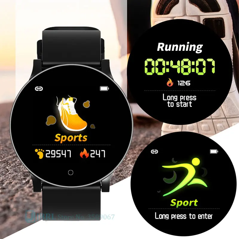 Силиконовые смарт-часы для женщин и мужчин для Android IOS Smartwatch Электроника Смарт-часы Wach фитнес-трекер Круглый циферблат Смарт-часы