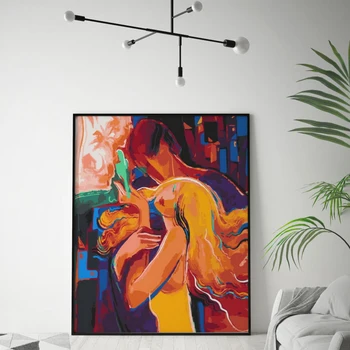 

DIY Digital Painted Digital Oil Painting Hugs Man Abstract Figure Drawing Number Canvas One Piece with Suite 40x50 Frame