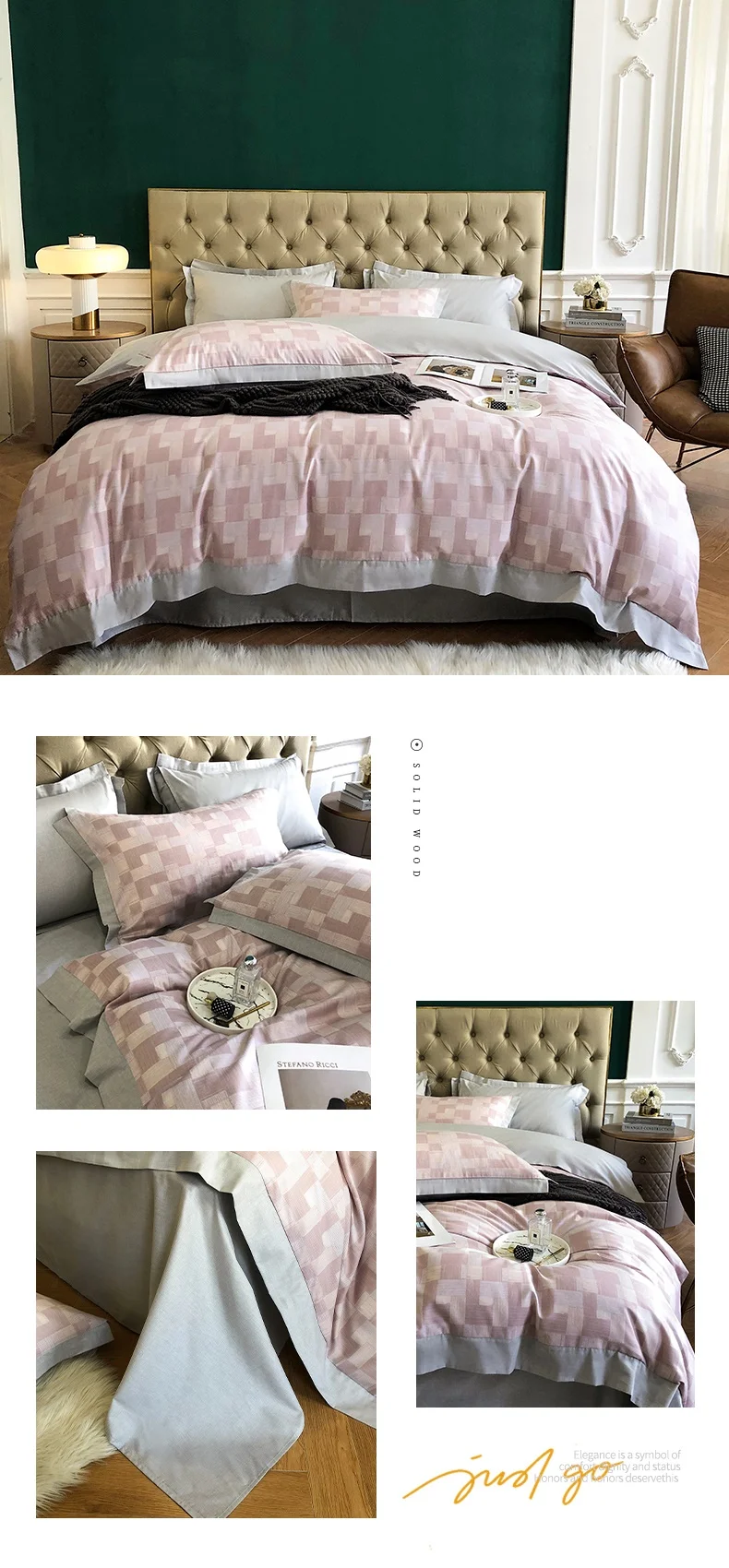 Waliicorners 40S Egyptian Cotton Stripe 4Pcs Bedding Set Plaid Quilt Cover Bed Comforter Set Mattress Cover Bed Linen Pillowcase 13 H1c110543bfb84597a882d190b6cc27a5X