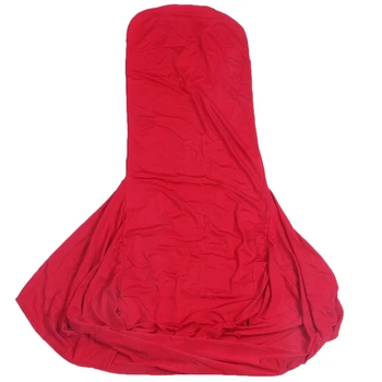 

6 Pieces Elegant Stretch Strap-free Chair Covers Bi-Elastic Chair Cover made of Elastane for banquet hall (Wine red)