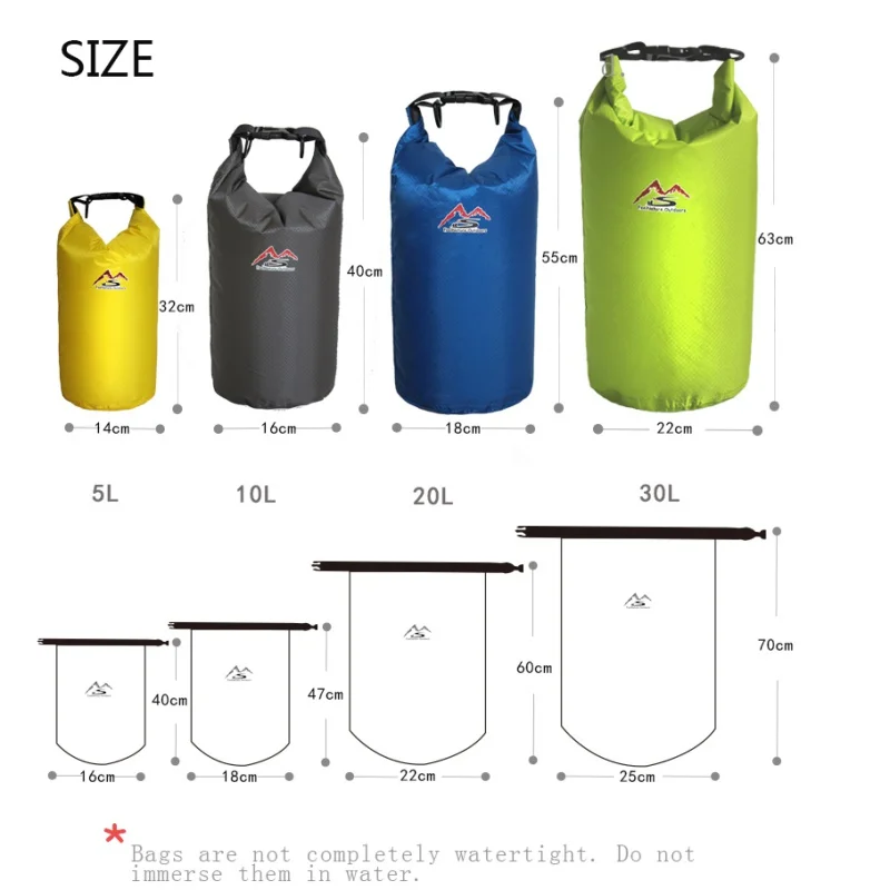 5L/10L/20L/30L открытый плавательный водонепроницаемый мешок кемпинг рафтинг хранения сухой мешок с регулируемым ремешком крюк