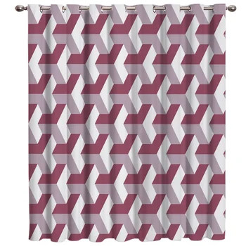 

Abstract Solid Geometry Window Curtains Dark Window Blinds Living Room Bathroom Blackout Decor Curtain Panels With Grommets Wind