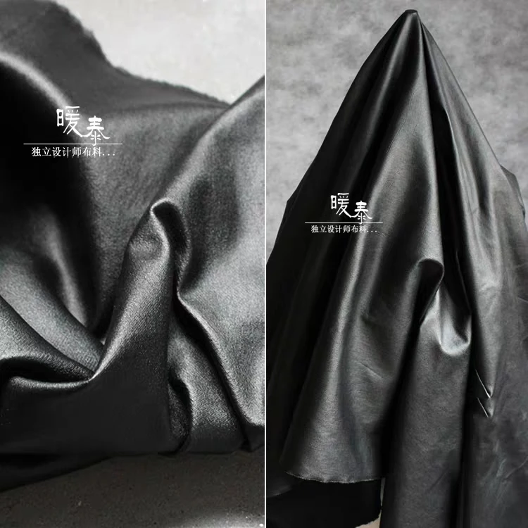 

Matte Black elastic knitted Cotton Fabric fashion clothes windbreaker coat Jacket DIY designer fabric