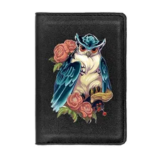 

Luxury Owl Design Passport Cover Leather Men Women Slim ID Card Holder Pocket Wallet Case Travel Accessories