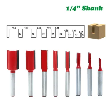 

1/4" Shank 6.35mm Milling Cutter Blade Double Flutes Straight Bit Woodworking Cutter Tool Carving Trimming Router Bit MC01011