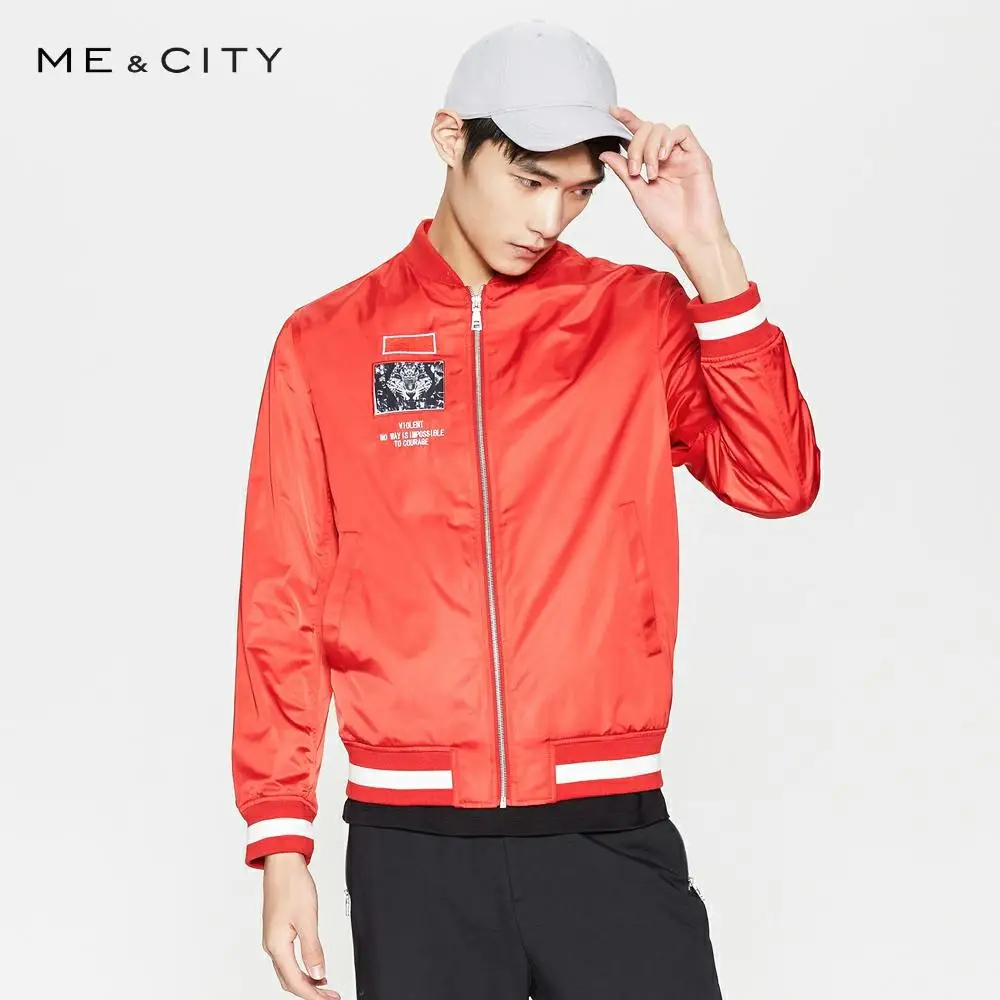 

Me&City 2019 Men's Handsome Casual Jackets Red Fashion Jacket Baseball Jackets Men's Street wear Clothing Bomber Jackets