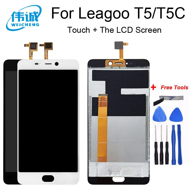 Goede WEICHENG Getest Goed Voor LEAGOO T5 Lcd scherm + Touch Screen Digitizer Vergadering Panel Digitale Replacemen T5C T 5 + gratis Tool