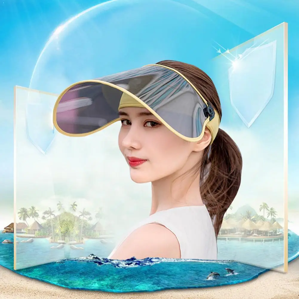 

Summer Women Transparent Sun Visor Hat Adjustable Cap Cap Flexible Protection Cover I8N7