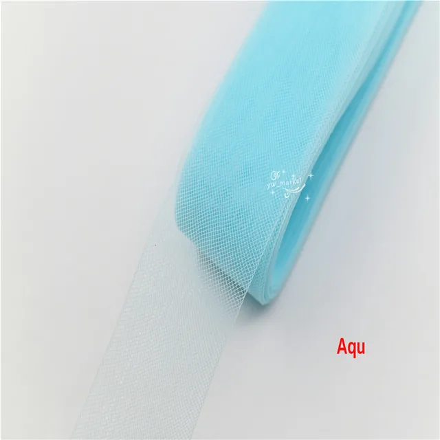 Crinolines Horsehair Mesh Fabric Soft Polyester Wedding  Latin Dance Head Dress Accessories 1cm ~12cm aquamarine