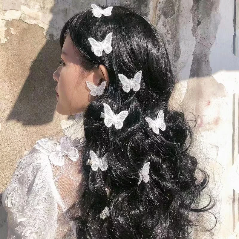1-4 Pcs Korea Sweet White Lace Butterfly Hair Clips Butterfly Hair Barrettes Sweet Hairpins for Women Wedding Hair Accessories vintage hair clips